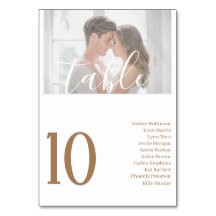 Elegantes Foto Hochzeitstisch Weiße Tischnummer