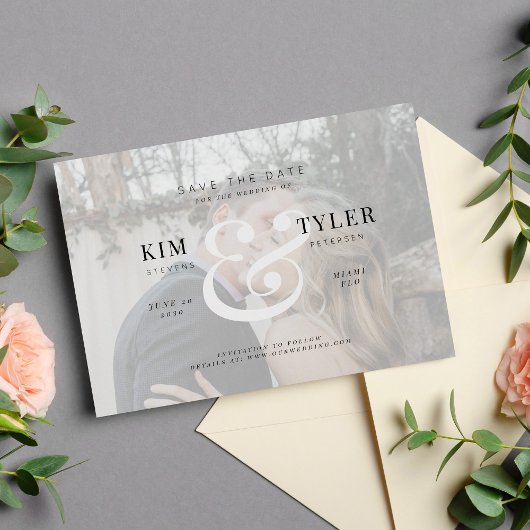 Elegantes Foto Imitate Vellum Moderne Hochzeit Save The Date