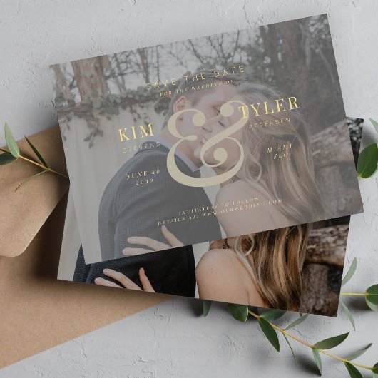 Elegantes Foto Imitate Vellum Moderne Hochzeit Save The Date