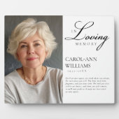 Elegantes Foto "In Love Memory" Beerdigung Fotoplatte (Vorderseite)