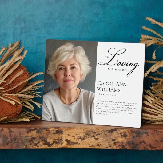 Elegantes Foto "In Love Memory" Beerdigung Fotoplatte (Seite)