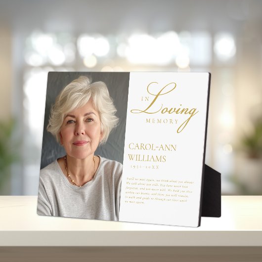 Elegantes Foto "In Love Memory" Beerdigung Fotoplatte