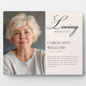 Elegantes Foto "In Love Memory" Beerdigung Fotoplatte (Vorderseite)