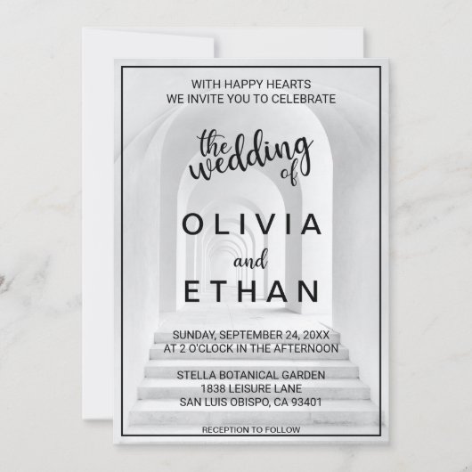 Elegantes Foto in Schwarz und Weiß Einladung (Vorderseite)