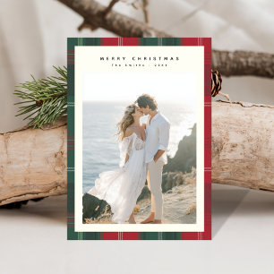 Elegantes Foto Karierte Weihnachtskarten Feiertagskarte