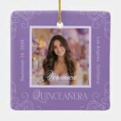 Elegantes Foto Keepake Quinceanera Keramikornament (Rückseite)