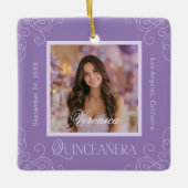 Elegantes Foto Keepake Quinceanera Keramikornament (Vorderseite)