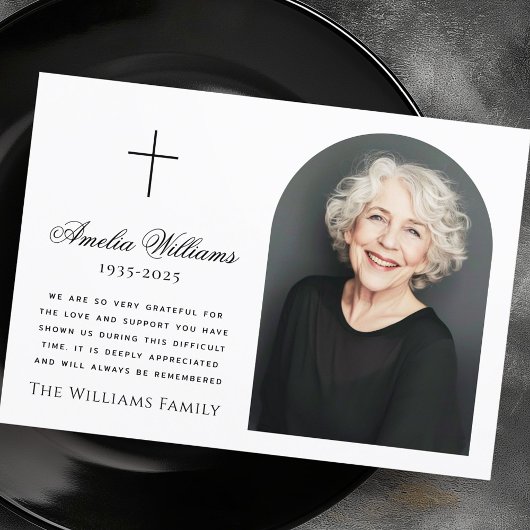 Elegantes Foto Kreuzbeerdigung Beileid Dankeskarte