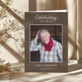 Elegantes Foto Leather Texture Funeral Gedenkmal Programm