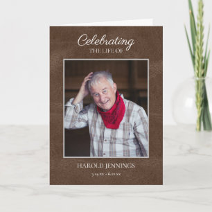 Elegantes Foto Leather Texture Funeral Gedenkmal Programm