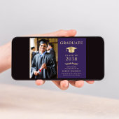 Elegantes Foto Lila Gold Uni-Abschluß Ankündigung