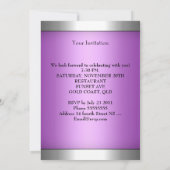 Elegantes Foto Lila Rosa Silberballon 21. Einladung (Rückseite)