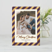 Elegantes Foto Lila und Gold Frohe Weihnachten (Stehend Vorderseite)
