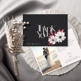 Elegantes Foto Magenta Flat Danke Karte