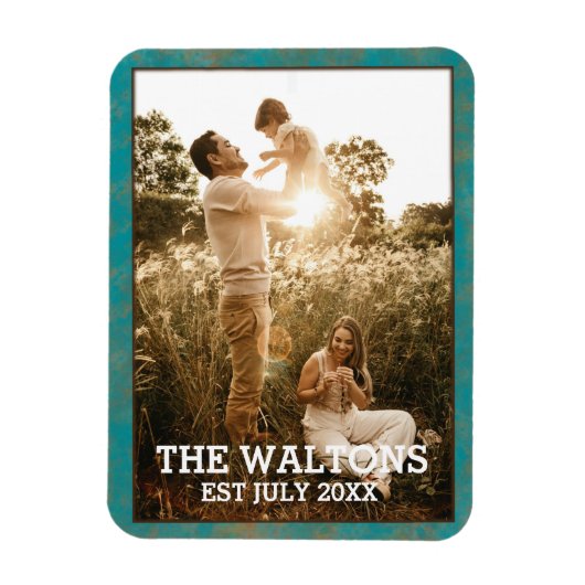 Elegantes Foto-Magnet aus Kupfer und Aquamarinen R Magnet (Vertikal)