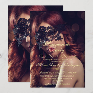 Elegantes Foto Masquerade Party Quinceanera Einladung