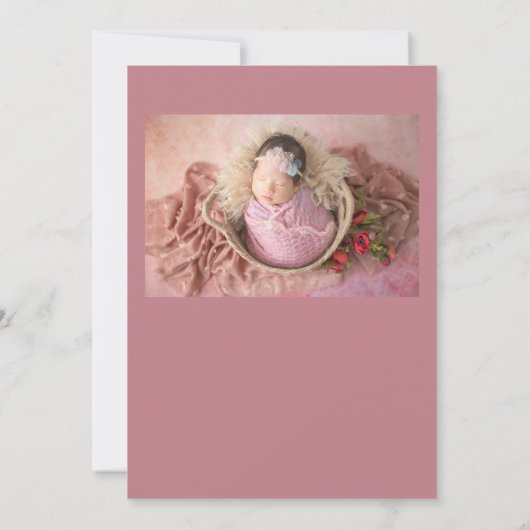Elegantes Foto Mauve Baby Birth Announcement Card Ankündigung (Rückseite)