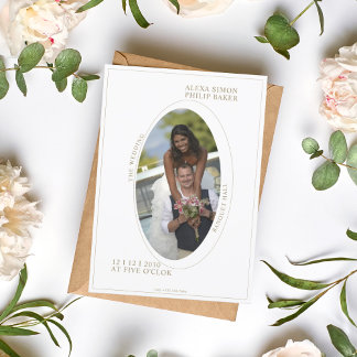 Elegantes Foto Minimalistische romantische Hochzei Einladung
