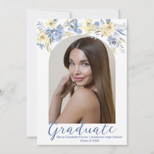 Elegantes Foto mit blaugelben Blütenblättern Ankündigung (Vorderseite)