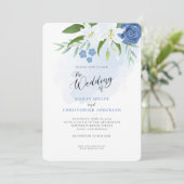 Elegantes Foto mit blühender Wasserfarbe Einladung (Stehend Vorderseite)