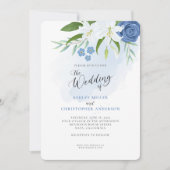 Elegantes Foto mit blühender Wasserfarbe Einladung (Vorderseite)