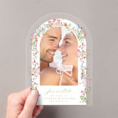 elegantes Foto mit Blumenmuster rette unsere Hochz Acryleinladungen (Insitu (Handheld))