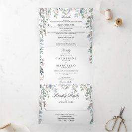 Elegantes Foto mit floralen Wildblumen Dreifach Gefaltete Einladung