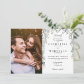 Elegantes Foto mit floralen Wildblumen Einladung (Stehend Vorderseite)