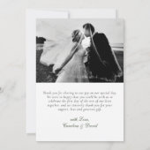 Elegantes Foto mit gelbem Rosenblätterdach Dankeskarte (Rückseite)