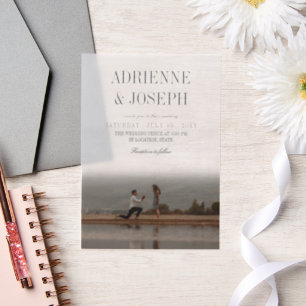 Elegantes Foto mit Grau Text Hochzeit Pergament Einladungen