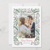 Elegantes Foto mit grünem Pinienwald Feiertagskarte (Vorderseite)