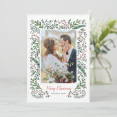 Elegantes Foto mit grünem Pinienwald Feiertagskarte (Stehend Vorderseite)