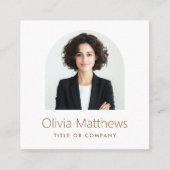 Elegantes Foto mit modernem beruflichem minimalem Quadratische Visitenkarte (Vorderseite)
