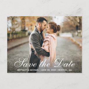 Elegantes Foto mit moderner Save the Date Verlobun Postkarte