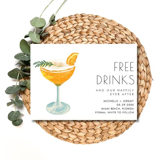 Elegantes Foto mit sonnigen Gratisgetränken Save The Date