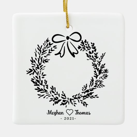Elegantes Foto mit verheirateter Liebe Keramikornament (Vorderseite)