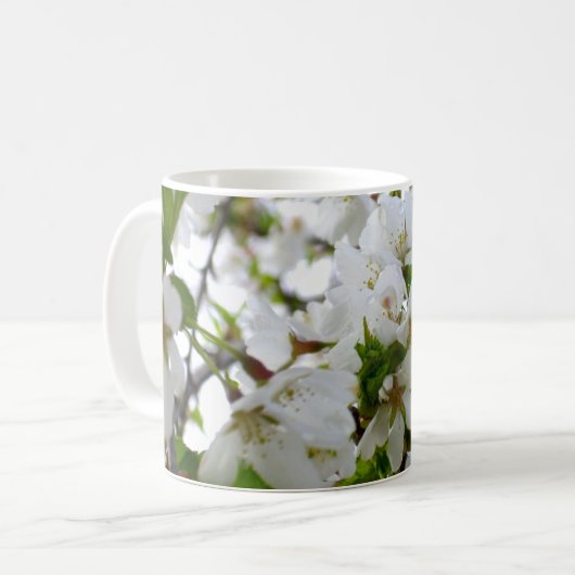 Elegantes Foto mit weißer Blüte Kaffeetasse (Vorderseite Links)
