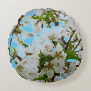 Elegantes Foto mit weißer Blüte Rundes Kissen
