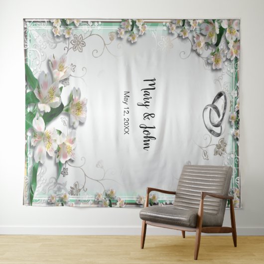 Elegantes Foto mit weißer Blüte Wandteppich (Beispiel (Horizontal))