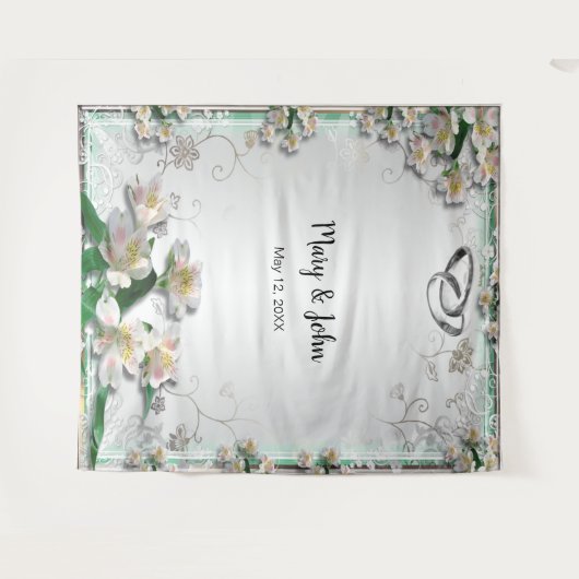 Elegantes Foto mit weißer Blüte Wandteppich (Vorderseite (Horizontal))