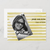 Elegantes Foto mit weißer Goldfolie gestreift Ankündigungspostkarte (Vorne/Hinten)