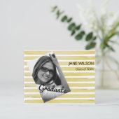 Elegantes Foto mit weißer Goldfolie gestreift Ankündigungspostkarte (Stehend Vorderseite)