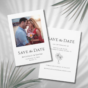 Elegantes Foto Moderne Boho Hochzeit in Urlaubsort Save The Date