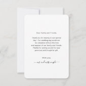 Elegantes Foto Moderne Einfache Hochzeit Dankeskarte (Rückseite)