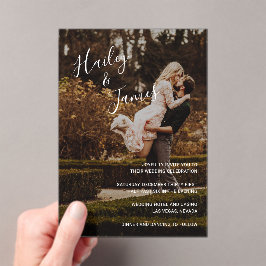 Elegantes Foto Moderne Hochzeit Acryleinladungen