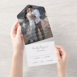 Elegantes Foto Moderne Hochzeit All In One Einladung