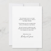 Elegantes Foto Moderne Hochzeit Ankündigung (Rückseite)