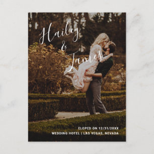 Elegantes Foto Moderne Hochzeit Ankündigungspostkarte