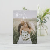 Elegantes Foto Moderne Hochzeit Dankeskarte (Stehend Vorderseite)
