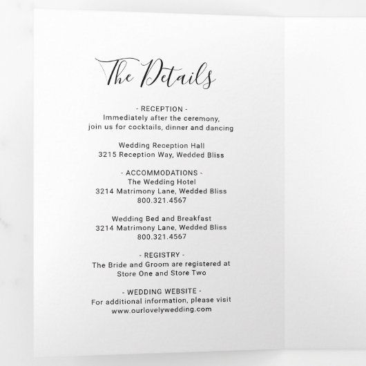 Elegantes Foto Moderne Hochzeit Dreifach Gefaltete Einladung (Innen Erste Seite)